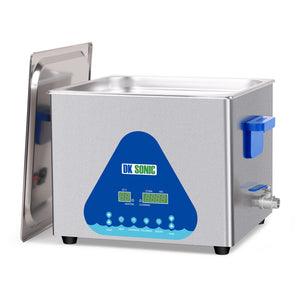 DK SONIC Ultrasonic Cleaner 15L,360W Industrial Ultrasonic Parts Cleaner with Heater&Timer, Digital Control&Basket, Multiple Functions for Motorcycle Engines,Carburetors, Chains