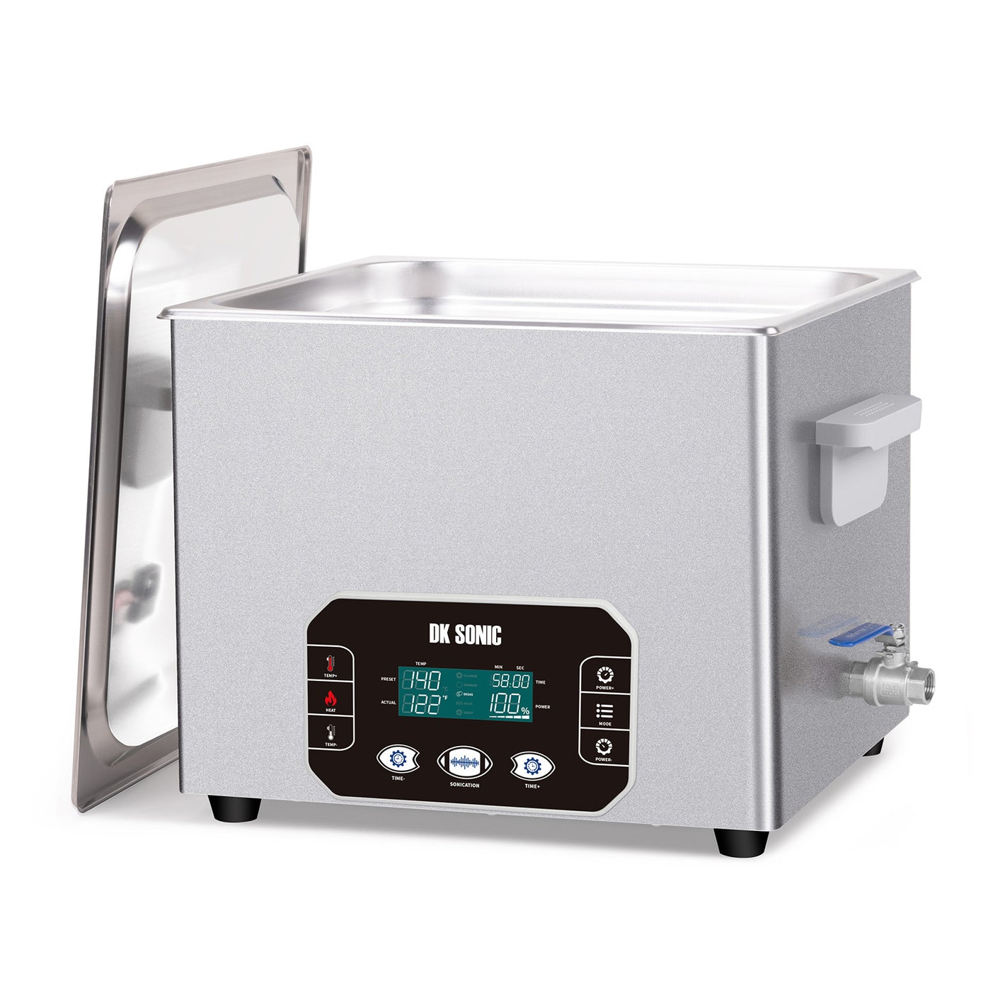 DK SONIC Ultraschallreiniger 15L, 360W Hochleistungs-Ultraschallreiniger mit Smart-Touch-Steuerung, fünf Modi für Motorradmotoren, Vergaser, Ketten, Leiterplatten (inklusive Korb)