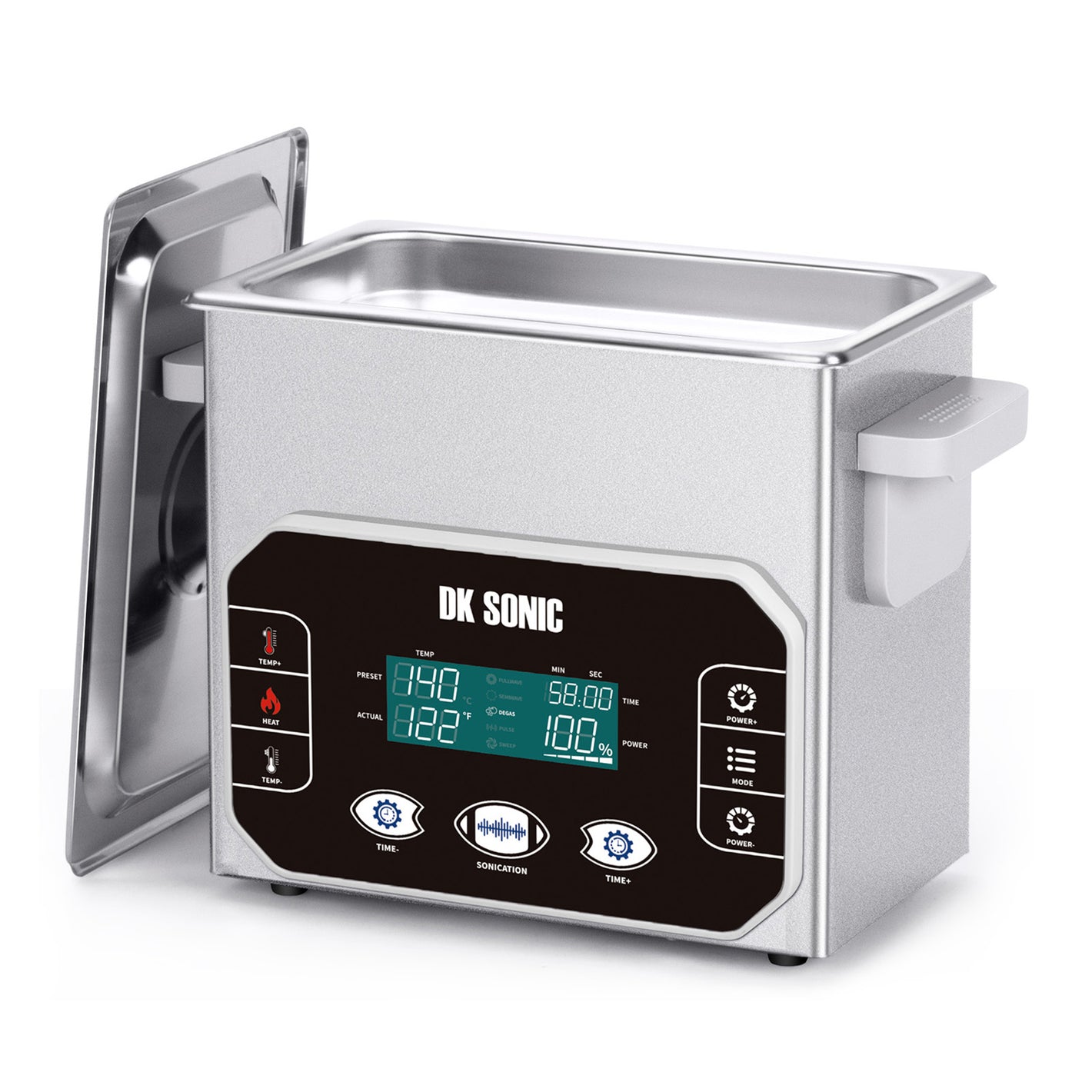 DK SONIC Professioneller Ultraschallreiniger 3L, 120W Präzisions-Ultraschall-Schmuckreiniger mit Smart Touch Control, fünf Modi für Brillen, Ketten, Uhren, Münzen (inkl. Korb)