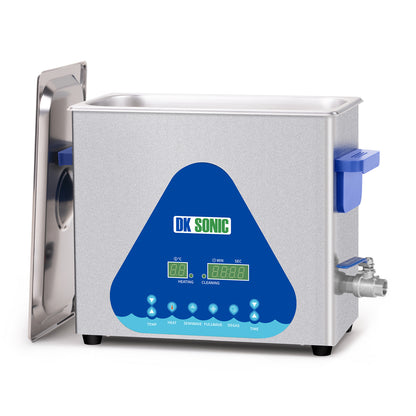 DK SONIC Ultraschallreiniger 6L, 180W Industrieller Ultraschallreinigungsgerät mit Heizung und Timer, Digitaler Steuerung und Korb, mehrere Funktionen für Motorradmotoren, Vergaser, Ketten