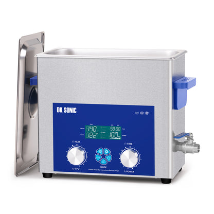 DK SONIC Ultraschallreiniger 6L 180W, Ultraschallvergaserreiniger mit intelligentem mechanischem Timer, Heizung und einstellbarer Leistungsfunktion für Vergaser, Motorradmotoren, Ketten