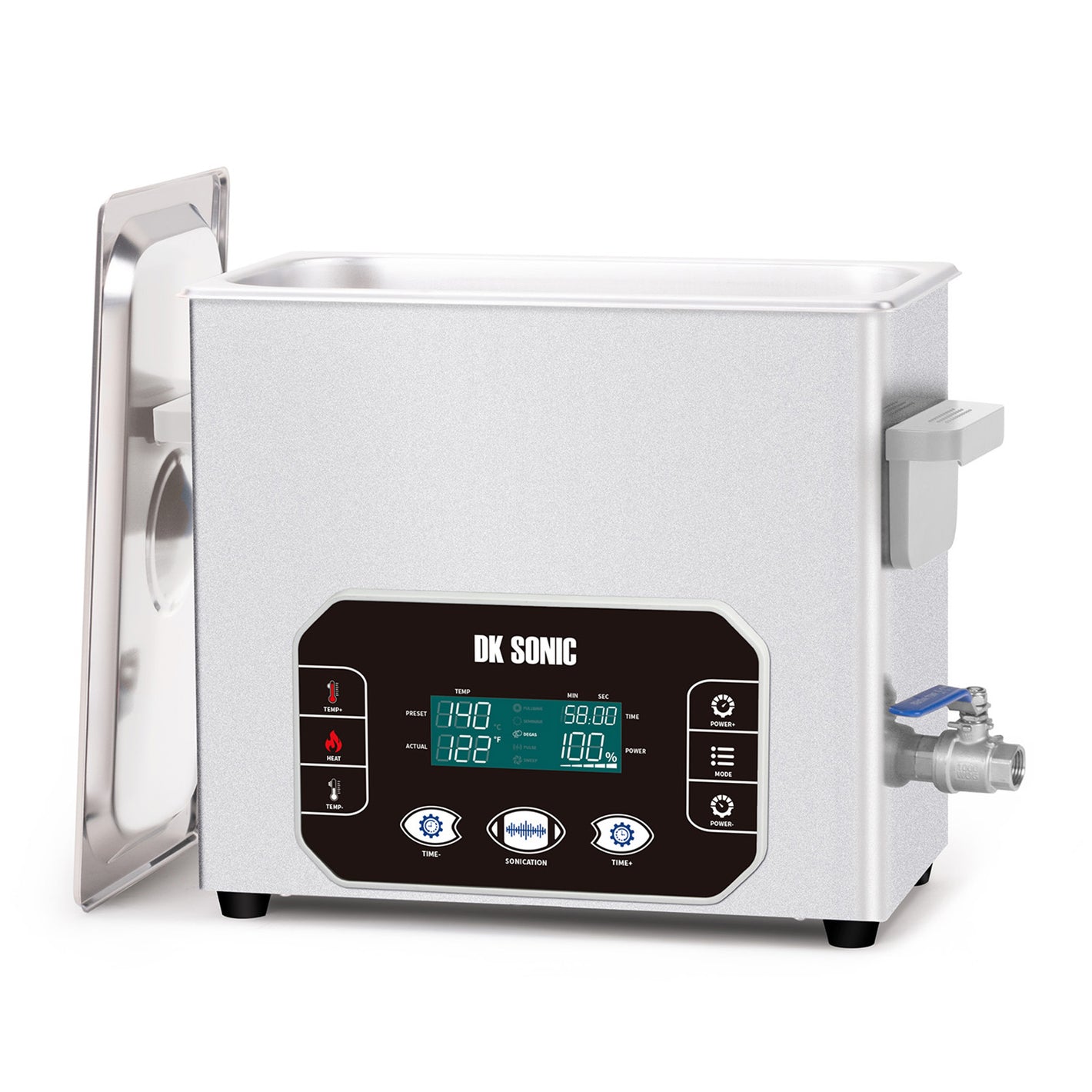 DK SONIC Ultraschallreiniger 6L, 180W Hochleistungs-Ultraschallreiniger mit Smart-Touch-Steuerung, fünf Modi für Motorradmotoren, Vergaser, Ketten, Leiterplatten (inkl. Korb)