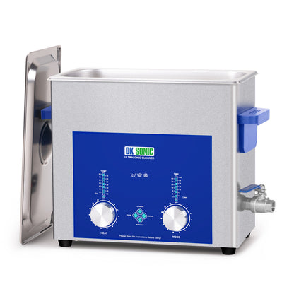 DK SONIC Industrieller Ultraschallreiniger 6L,180W Kommerzieller Ultraschallreinigungsgerät mit Codiertem Timer, Heizung und Korb, Mehrere Funktionen für Vergaser, Motorradmotoren, Ketten
